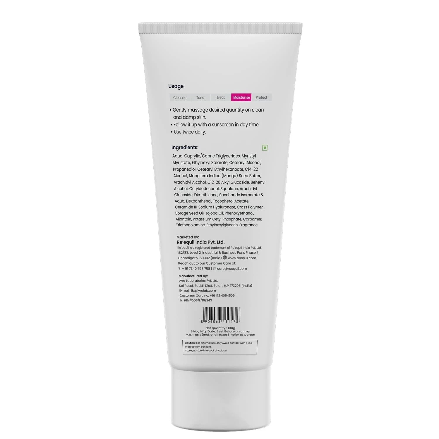 Ceramide & Hyaluronic Acid Moisturiser 100g – Repairs Skin Barrier & Hydrates