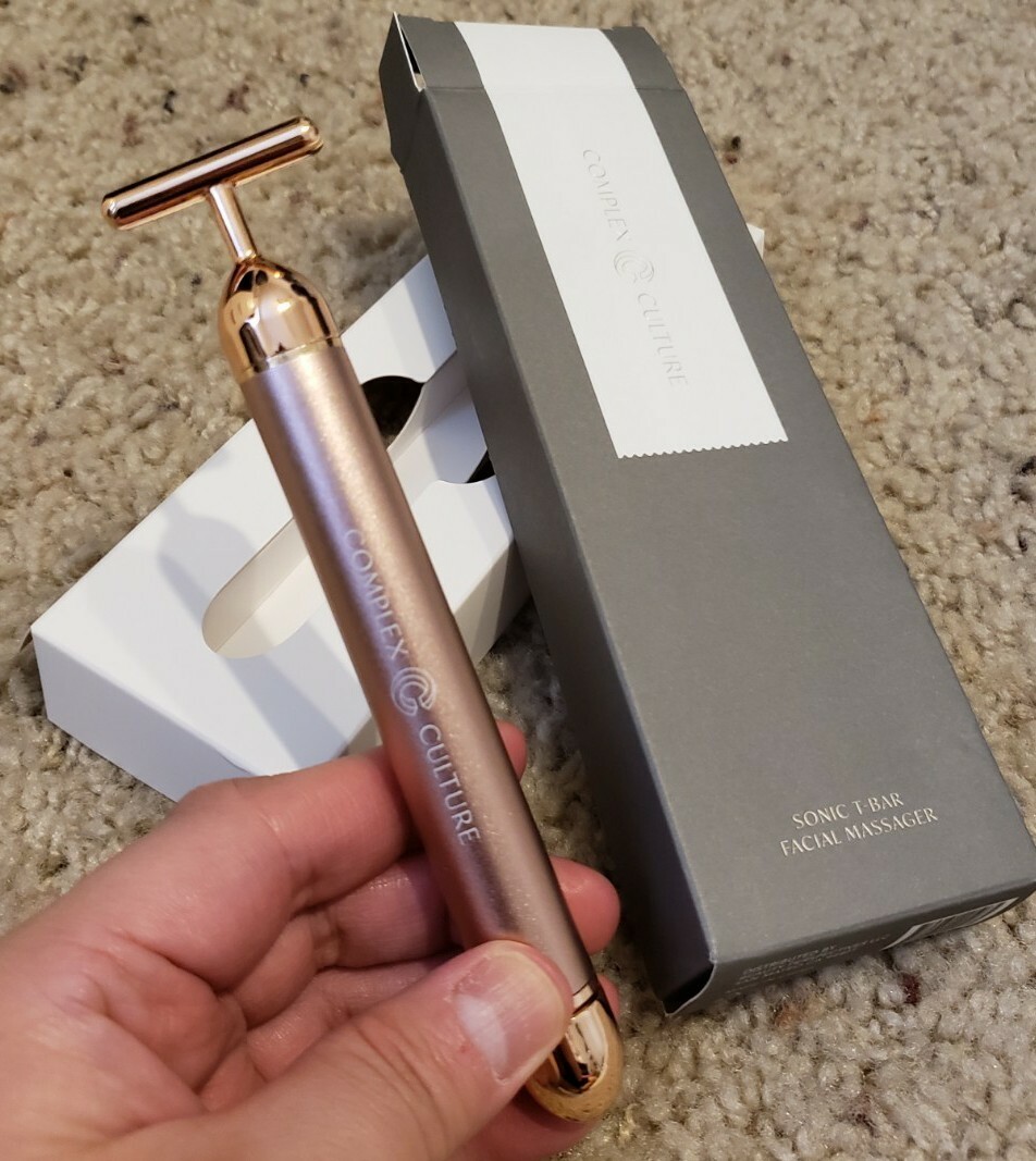 NIB COMPLEX CULTURE Sonic T-Bar Luxury Facial Massager Reduce Puffiness Tones
