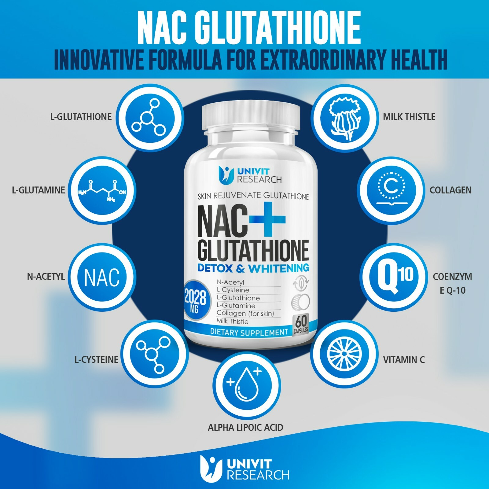 NAC Glutathione Skin Whitening Bleaching Anti-Agin Acne Scar & Dark Spot Remover