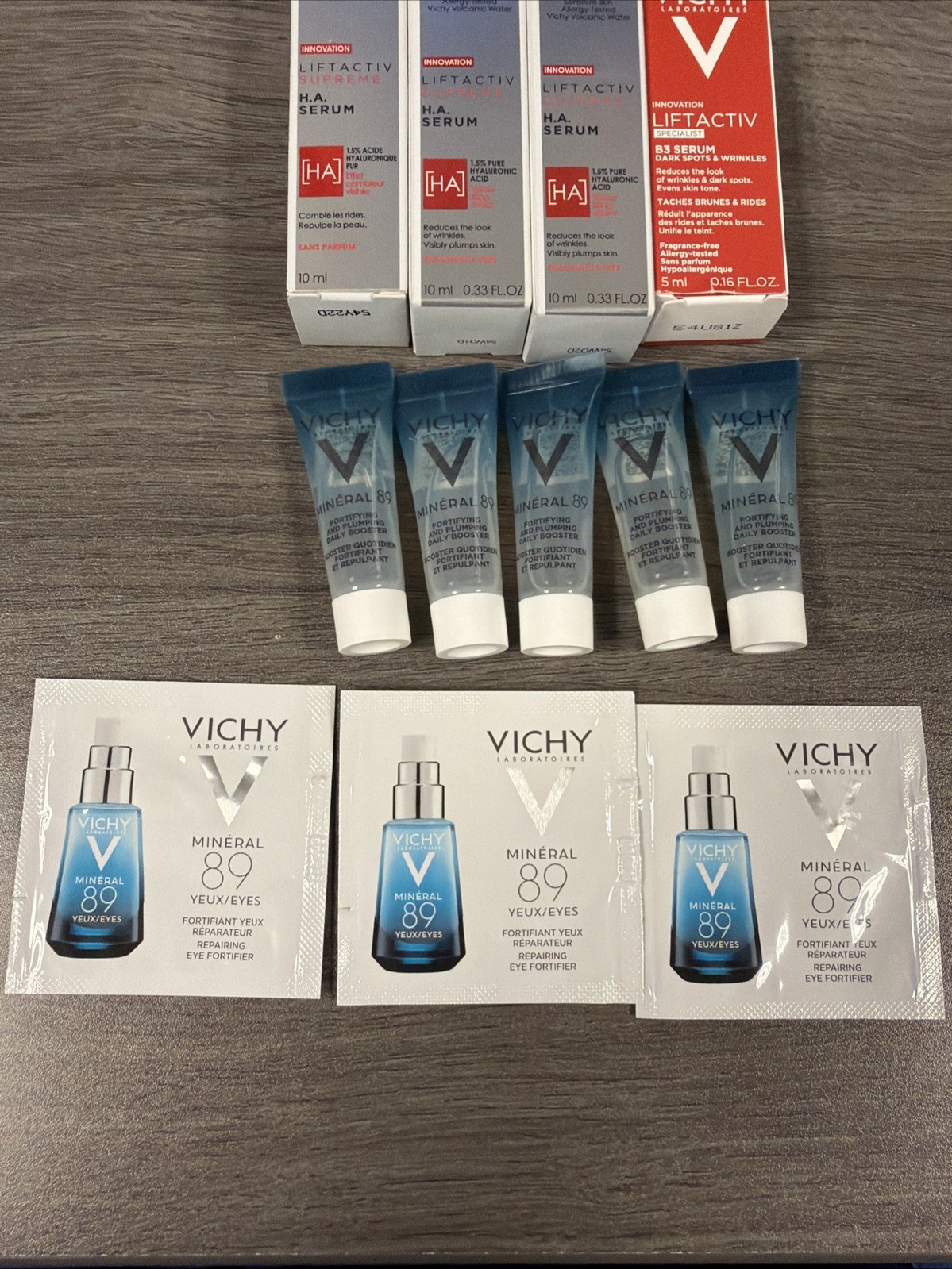 Variety Lot of 9 Vichy Serum (B3 Serum, HA Serum, Mineral 89)