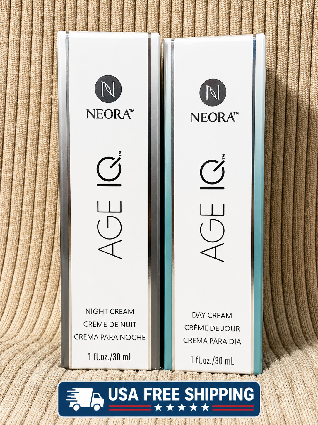 NEORA AGE IQ Day & Night Cream Set Sealed NIB Guaranteed Authentic US FREE SHIP