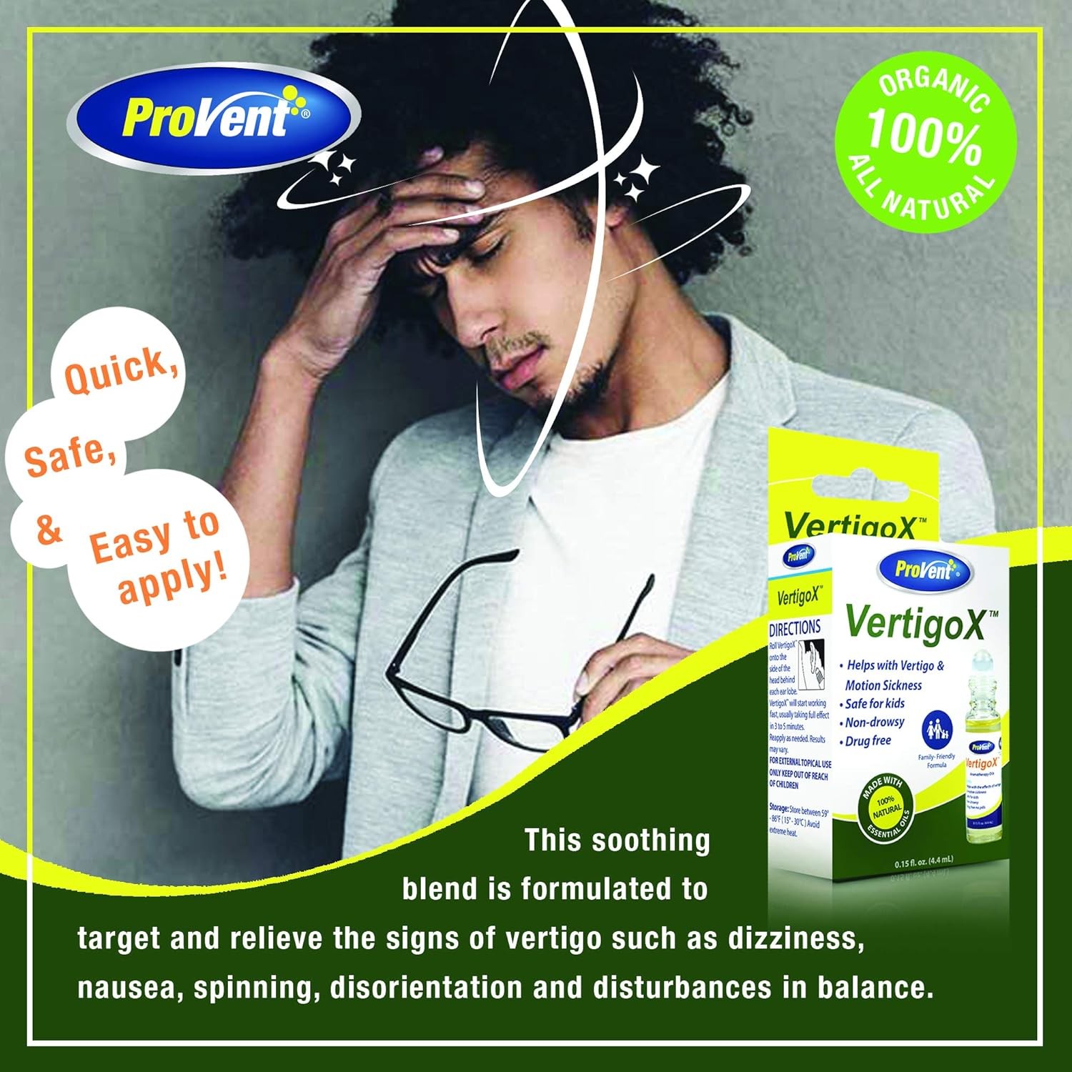 Vertigo X – All Natural Relief For Vetigo & Motion Sickness In 5 Minutes 0.15oz
