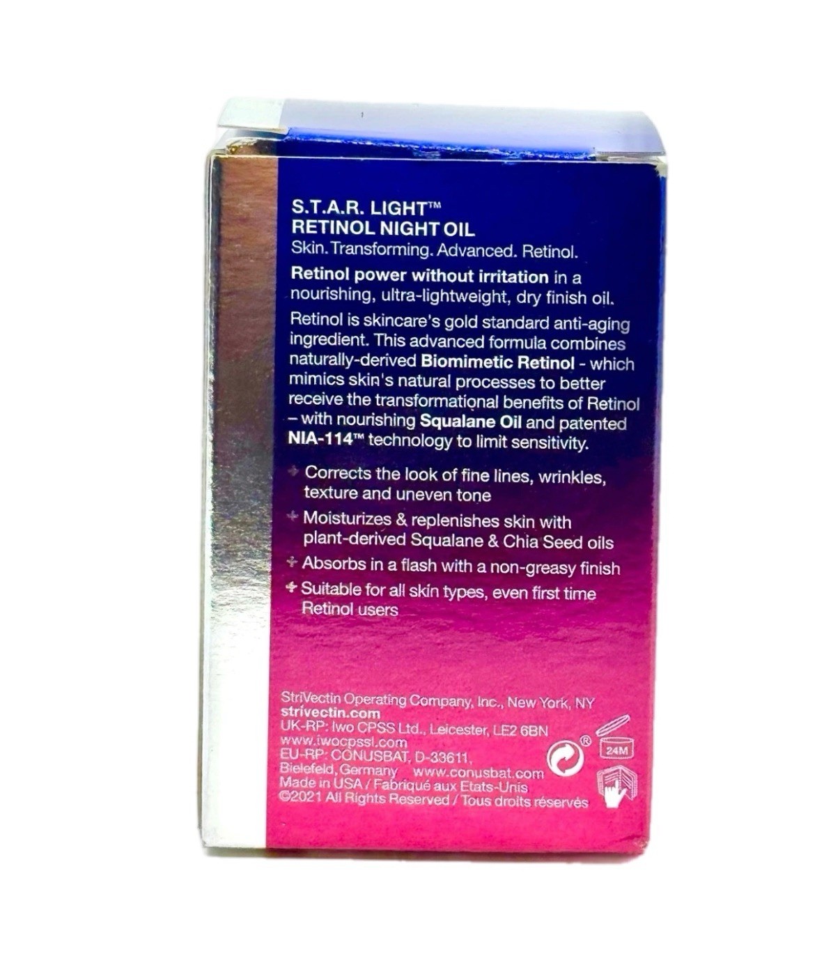 (2-pack) StriVectin Advanced Retinol Night Oil STAR Light 1 oz NEW in Box