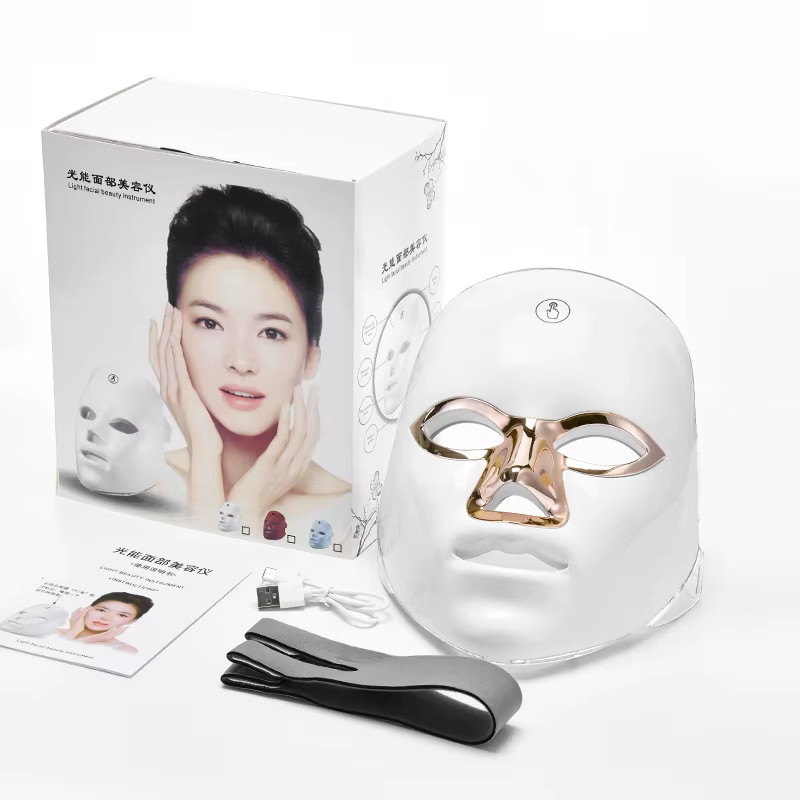 Red Light Therapy LED Face Mask Skin Care Anti Wrinkles Acne Reduction Rose Gold