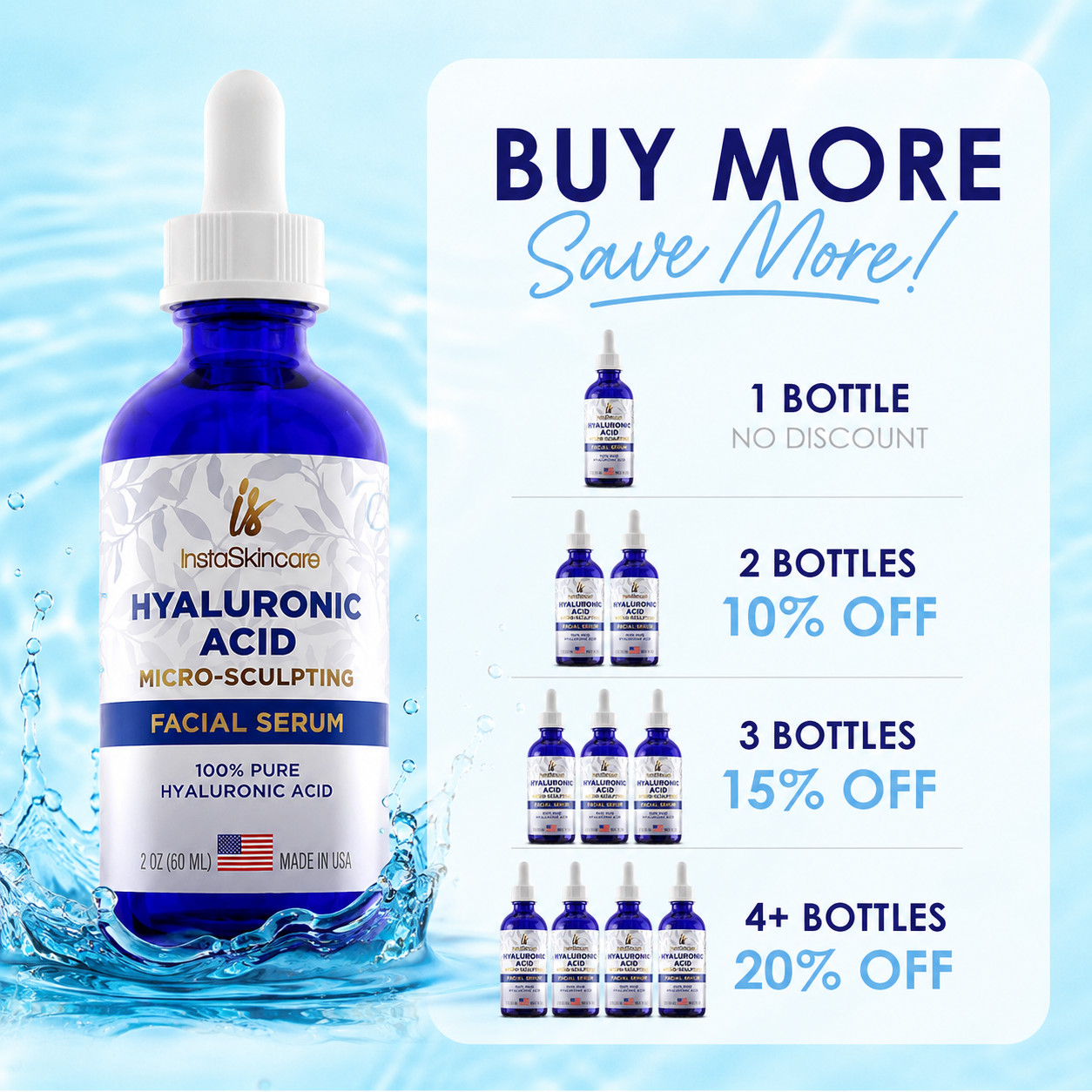 Hyaluronic Acid Anti-aging Serum for Face – 100% Pure Medical Formula – 2 oz