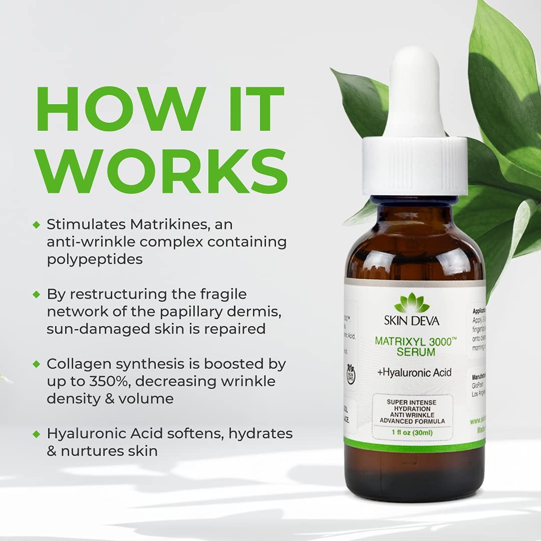 SKIN DEVA 1 fl oz Matrixyl 3000 with Hyaluronic Acid Serum Peptides Serum For