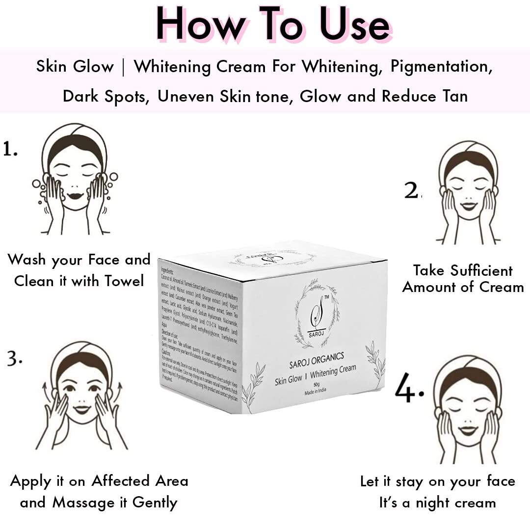 PACK OF 2 Saroj organics Skin glow and Whitening Cream, 50 gm Long Expiry