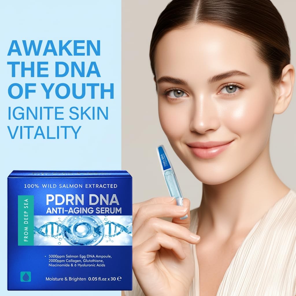 PDRN Salmon DNA Serum, Anti-Aging & Hydration, Collagen, Glutathione, 30 Vials