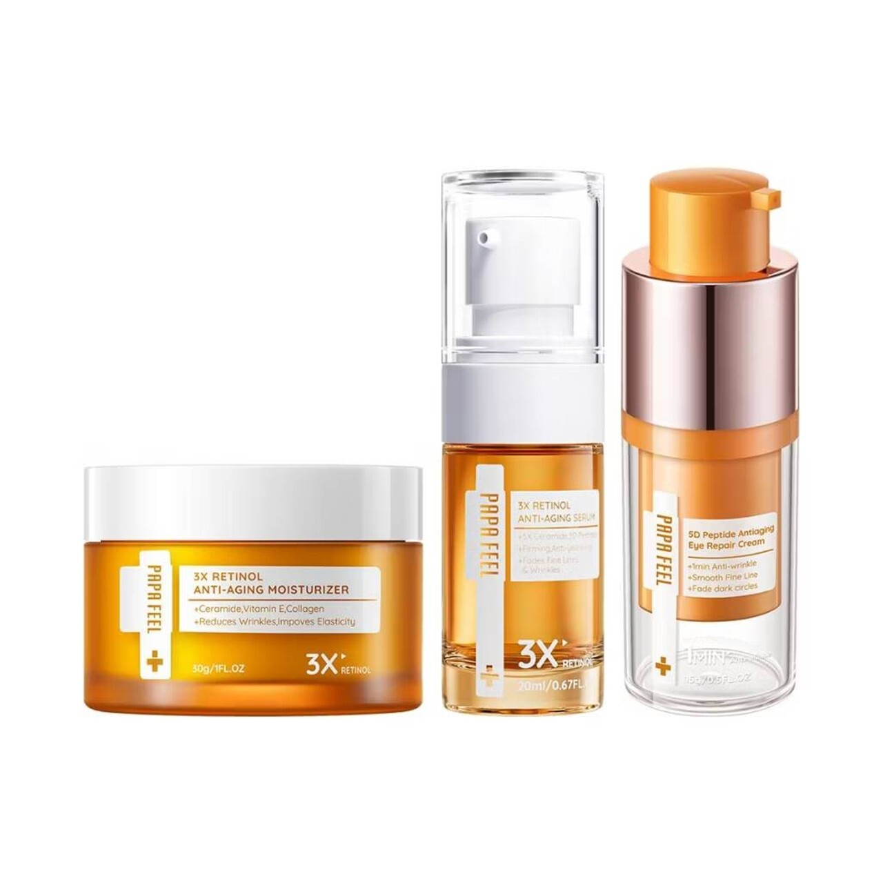 Set of 3 Anti Aging Formula Retinol Face Moisturizer Anti-Wrinkle Smooth Fine Li
