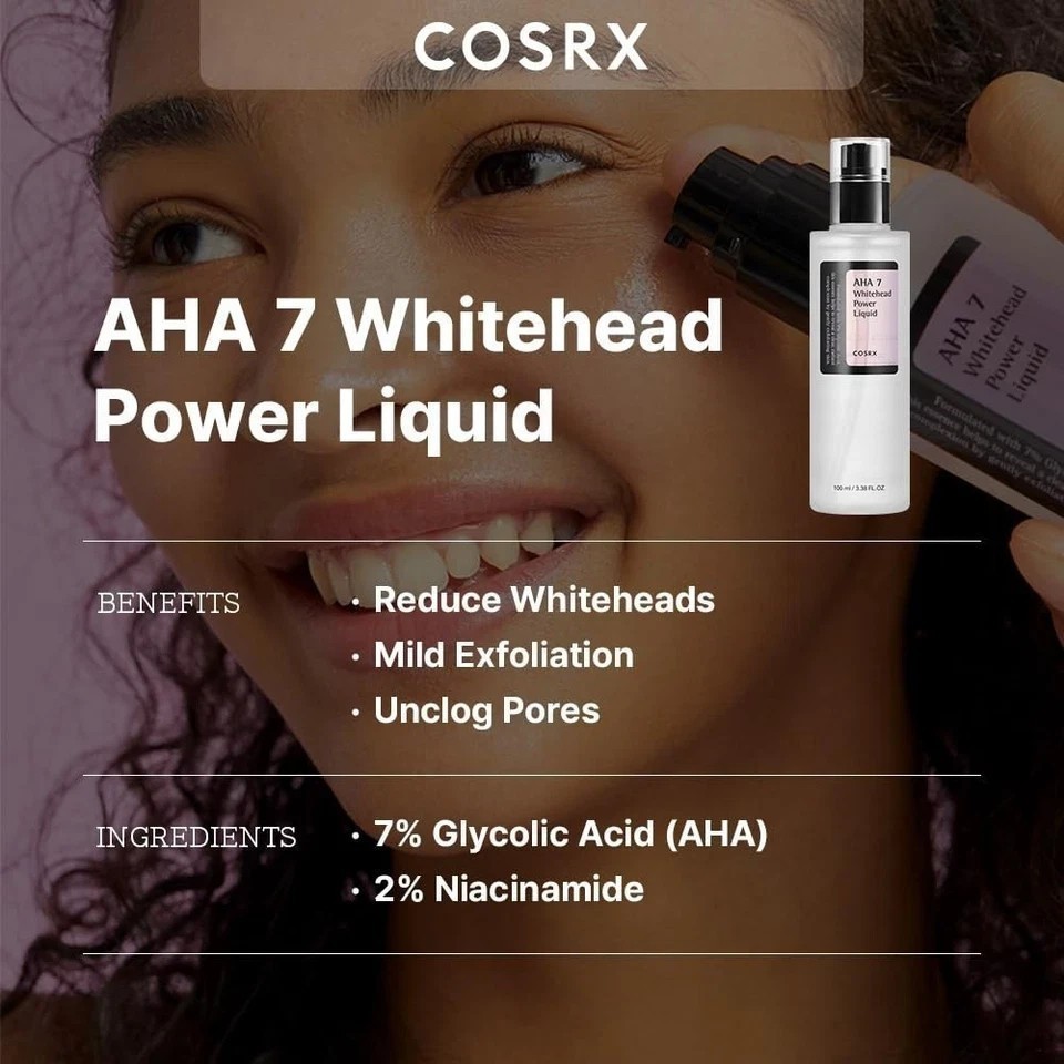 COSRX AHA 7 Whitehead Power Liquid, 3.38 fl.oz / 100ml, Whitehead Remover