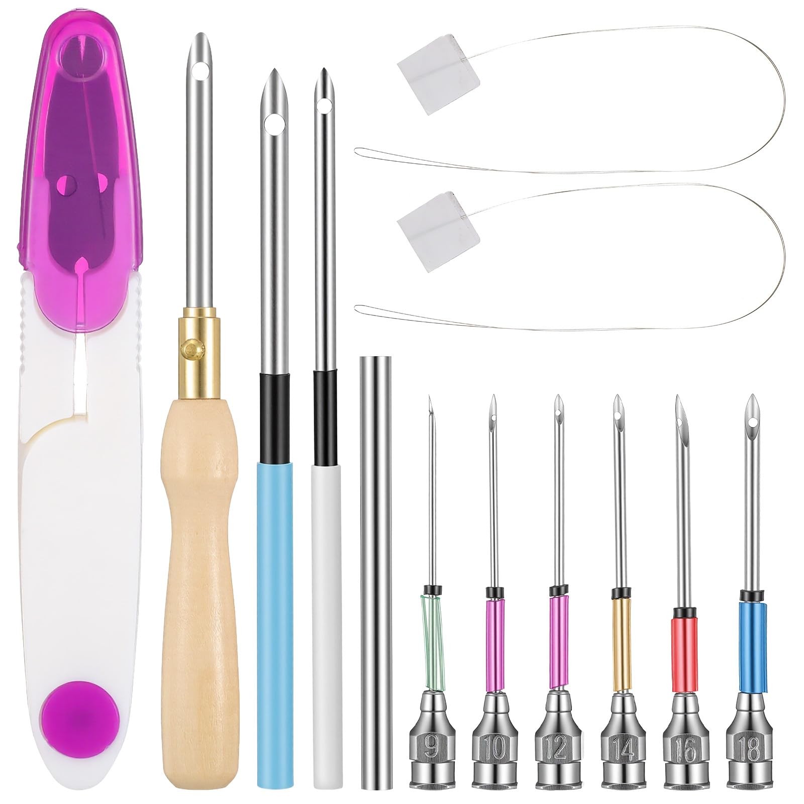 13 Pack Adjustable Punch Needle Tool Kit Wooden Handle Embroidery Craft Set
