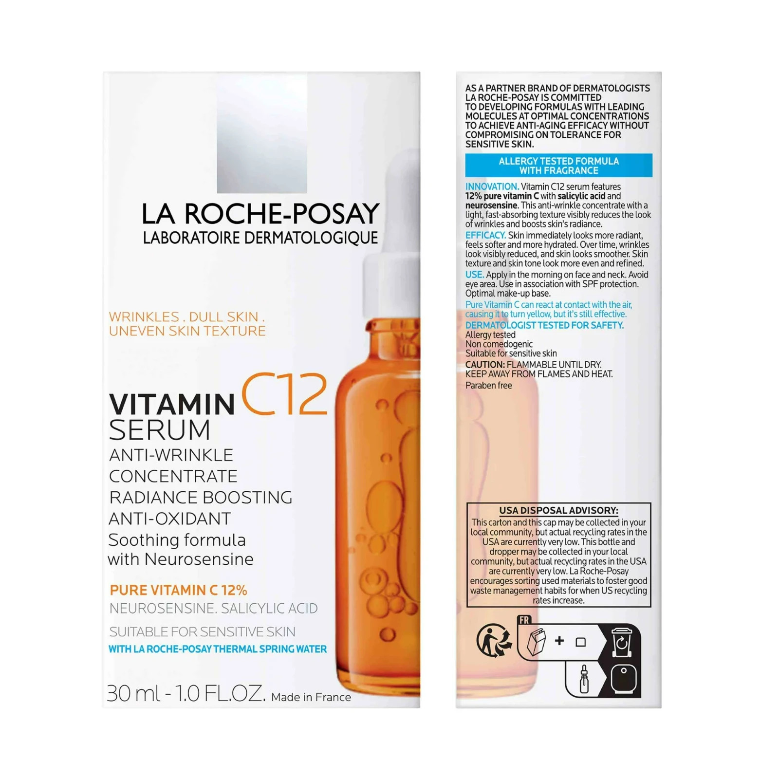 La Roche-Posay Pure 12% Vitamin C Serum For Face – 1 FL Anti Wrinkle Exp 2/2027