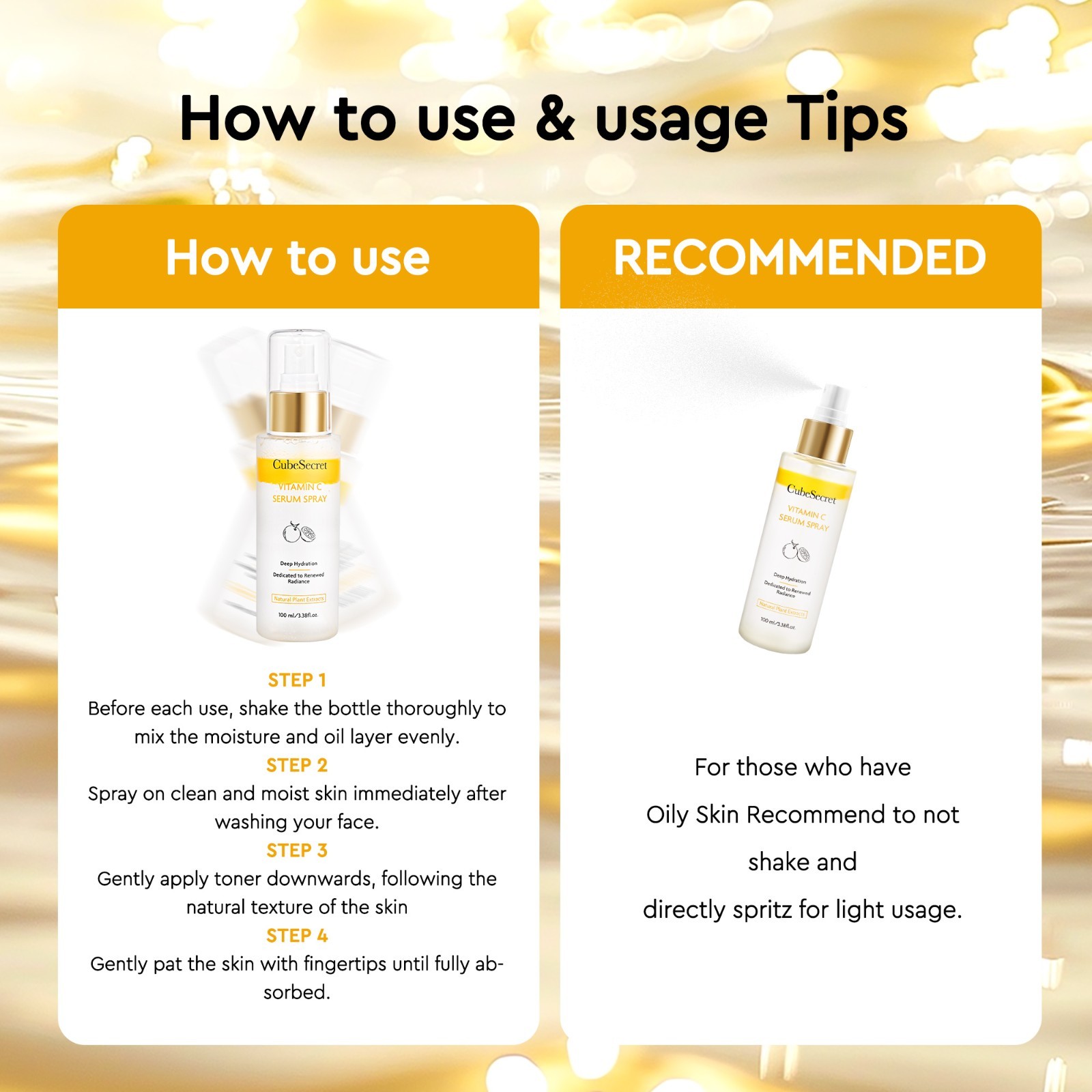 Vitamin C Serum Spray Facial Mist Lightweight Face Skincare Spray 3.38 oz