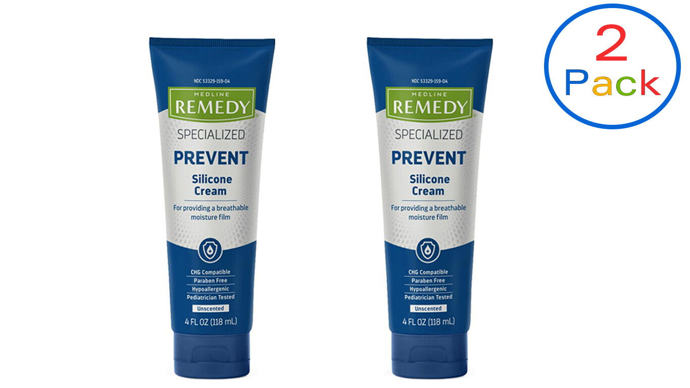 Medline Remedy Silicone Cream Unscented Hypoallergenic 4oz, 2 Pack- MSC092564