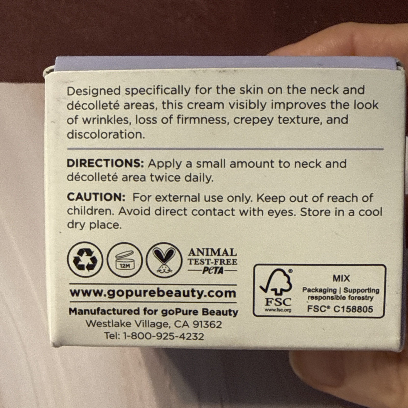 goPure ~ Tighten Lift Neck Cream ~ CUPUACU Firming Moisturizer 1.7 oz Exp 8/2027