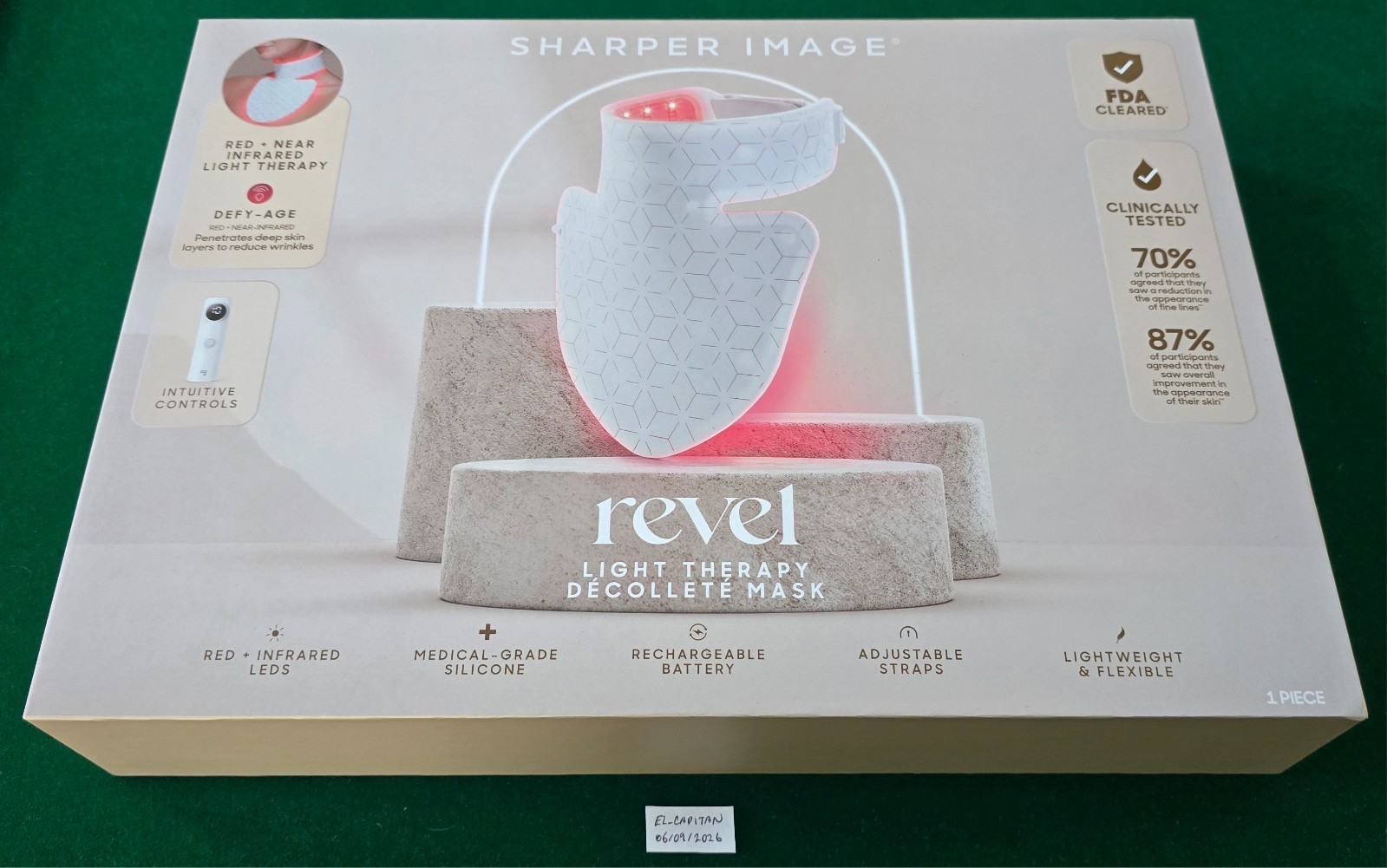 Sharper Image Revel Red Light Therapy Décolleté Mask (New and Sealed).