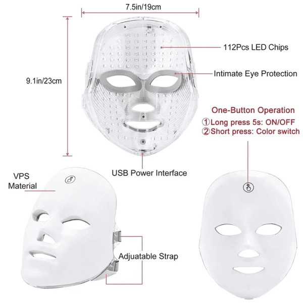 Glokore LED Wireless Light Therapy Face Mask Device White- NEW Free Shipping