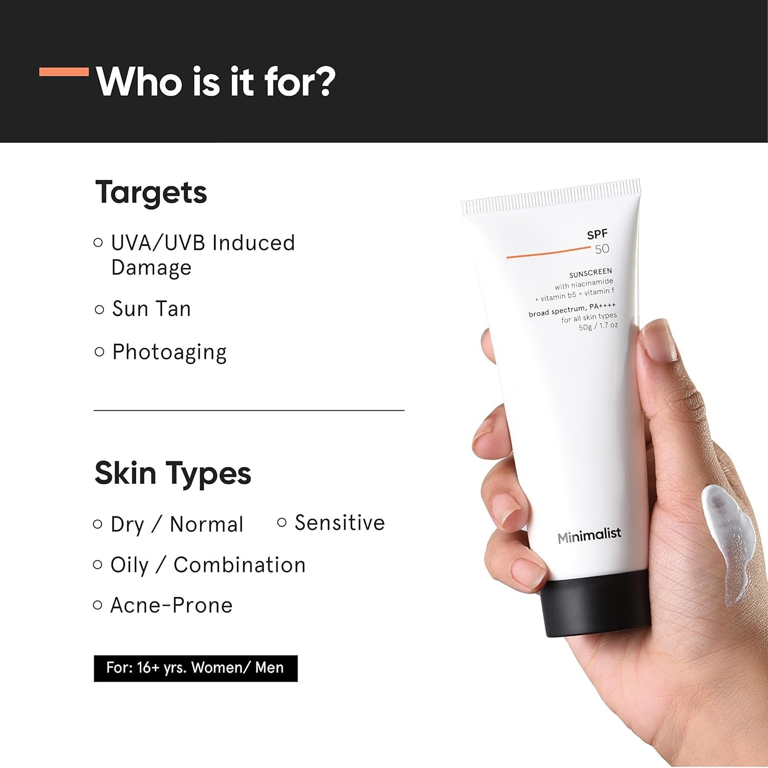 Minimalist Sunscreen SPF 50 PA+++ with Niacinamide & Multi-Vitamins Lightweight