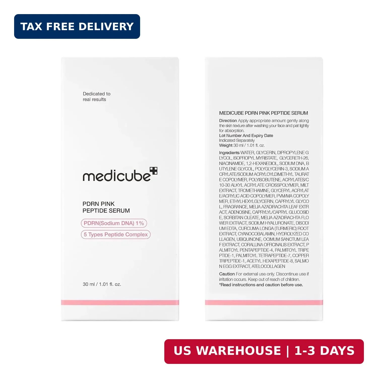 1-2X Medicube PDRN Pink Peptide Serum 1.01 fl oz SALMON DNA For Anti-Aging Care