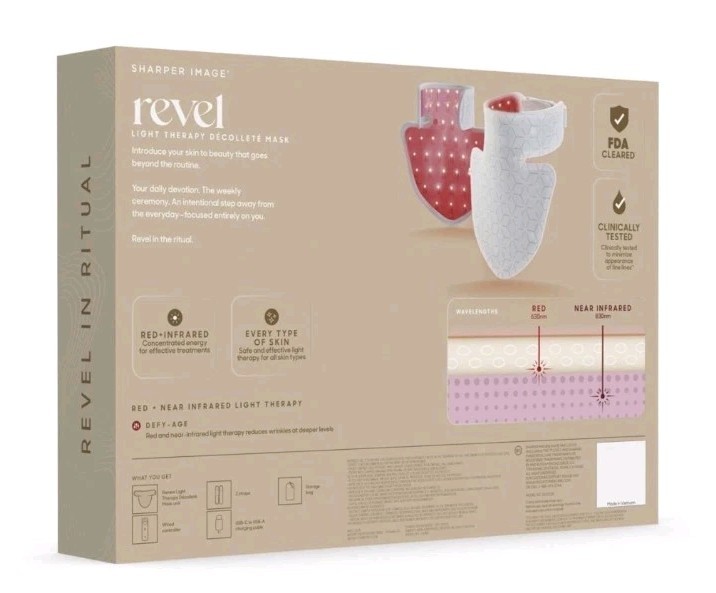 Sharper Image Revel LED Light Therapy Neck & Décolletage Mask New Sealed
