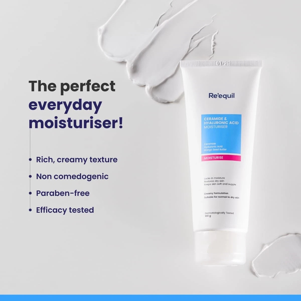 Ceramide & Hyaluronic Acid Moisturiser 100g – Repairs Skin Barrier & Hydrates