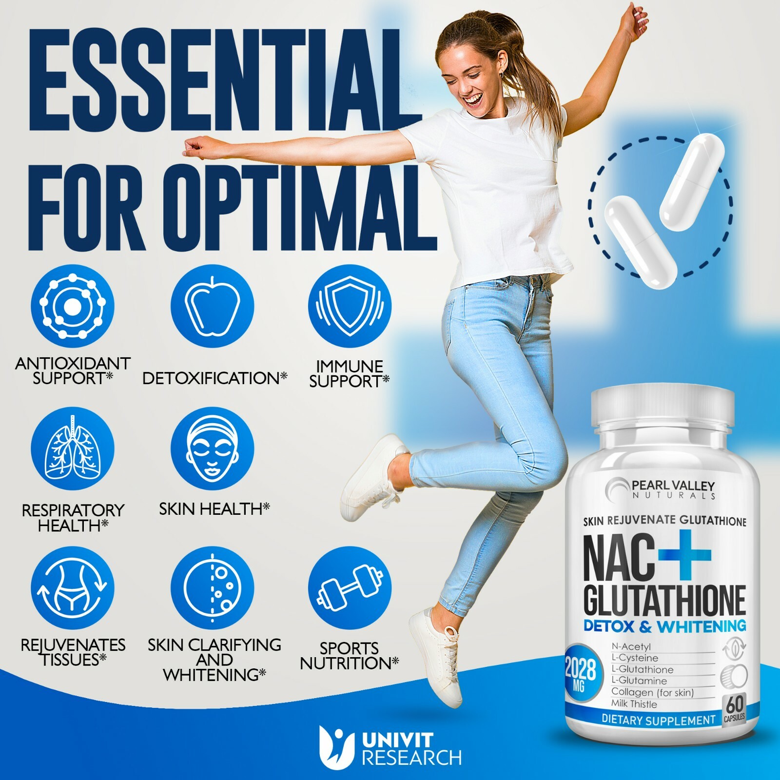 NAC Glutathione Skin Whitening Bleaching Anti-Agin Acne Scar & Dark Spot Remover