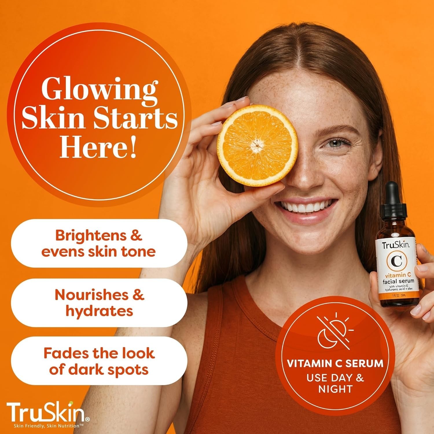 TruSkin Vitamin C Facial Serum w/Vitamin E, Aloe & Hyaluronic acid 2 oz exp12/26