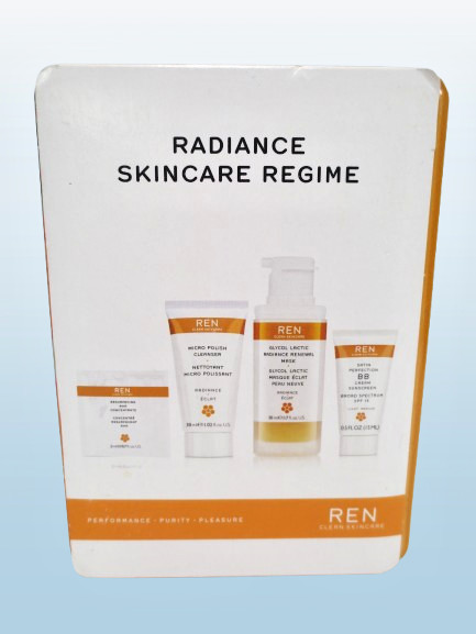 REN RADIANCE SKINCARE REGIME 4PCS SET MASK, CLEANSER, CONCENTRATE, CREAM BOXED