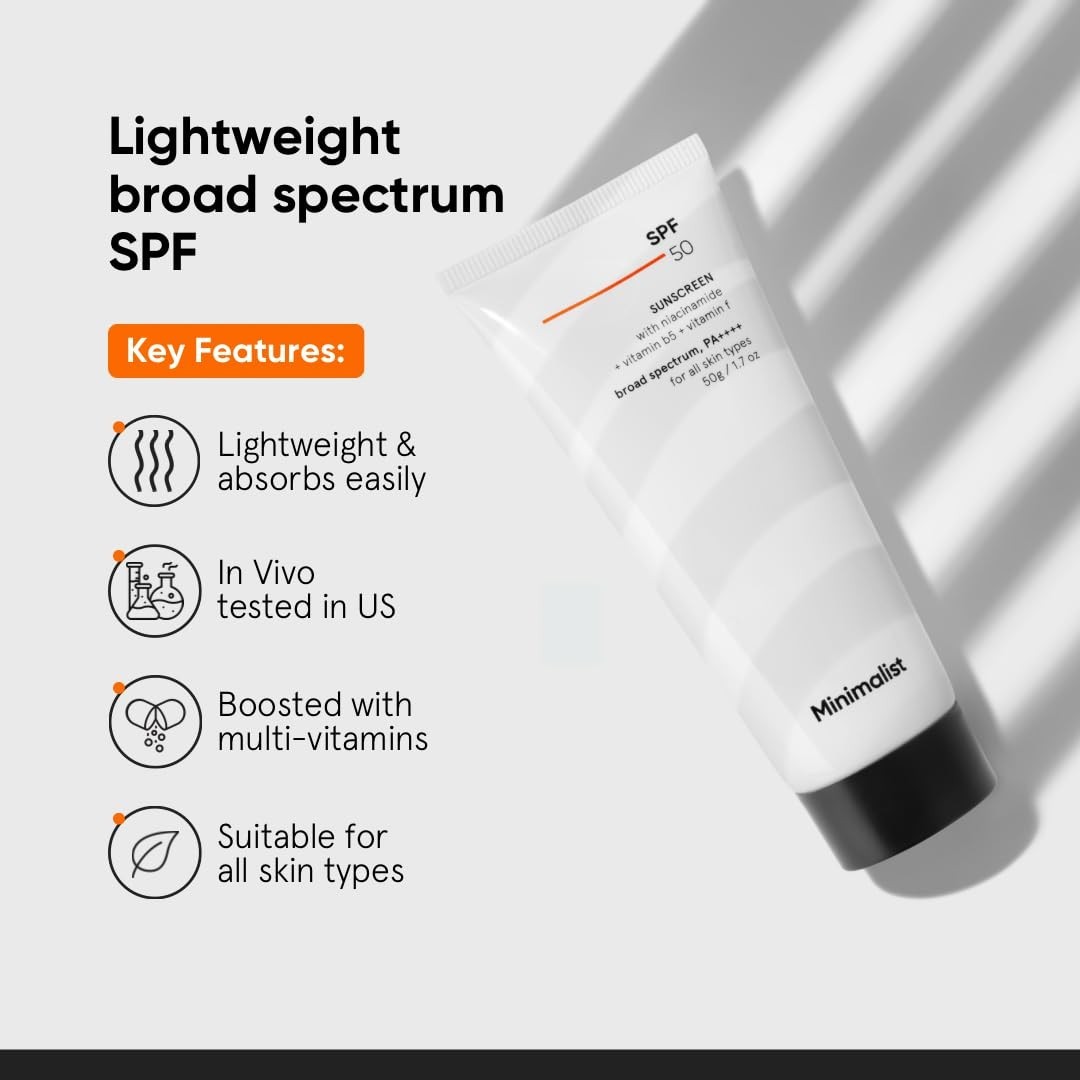 Minimalist Sunscreen SPF 50 PA+++ with Niacinamide & Multi-Vitamins Lightweight