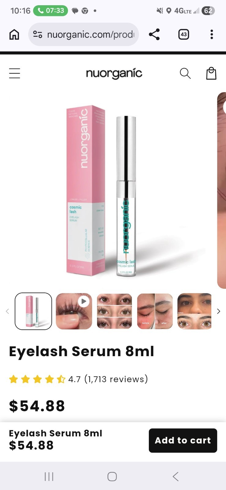 NuorganicEyelash Serum 8 Ml
