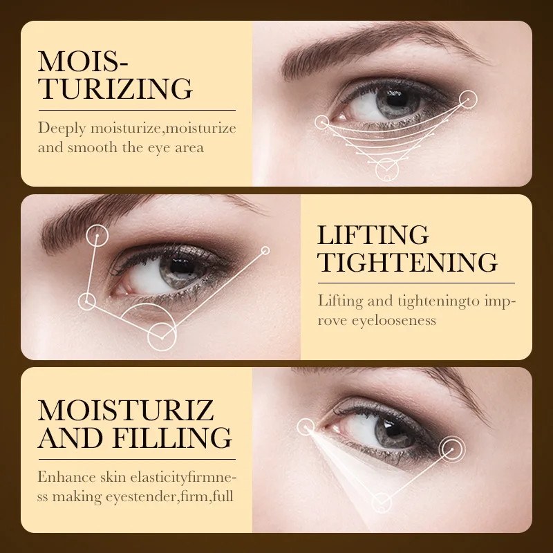 24K Gold Eye Cream Hyaluronic Acid Anti-Aging Firming Dark Circle Remover