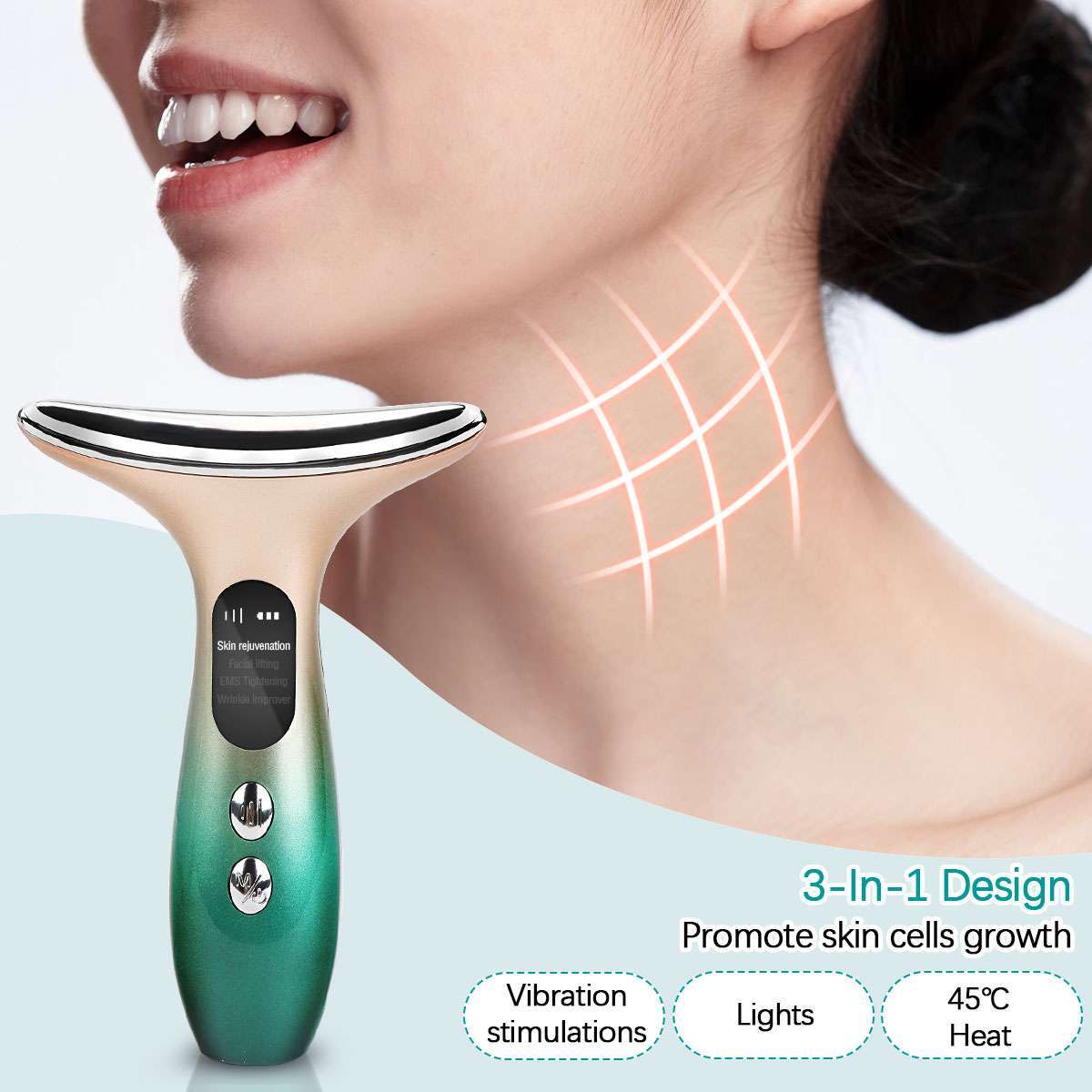 Wrinkle Remover LED Skin Therapy Device for Neck and Face Anti Wrinkle Beauty
