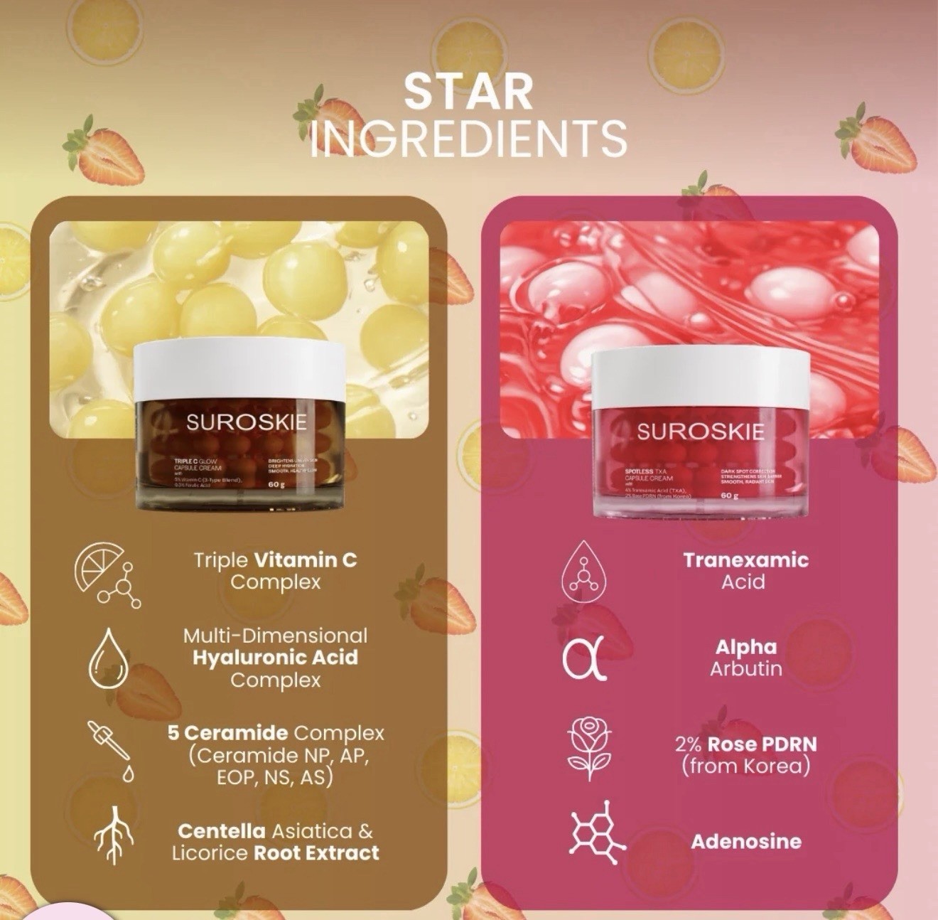 Suroskie Spotless Capsule Cream 60g &Suroskie Triple C Glow Capsule Cream 60g
