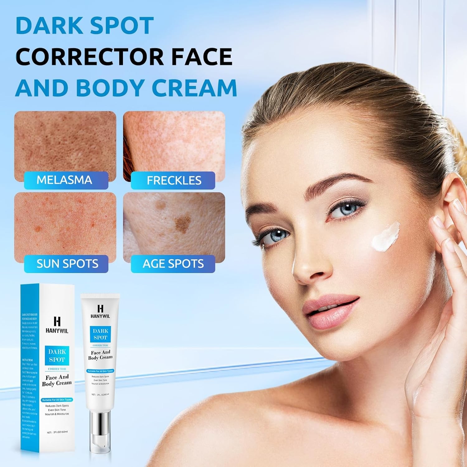 HANYWIL Dark Spot Remover for Face & Body Serum,Dark Spot Corrector Serum for Hy