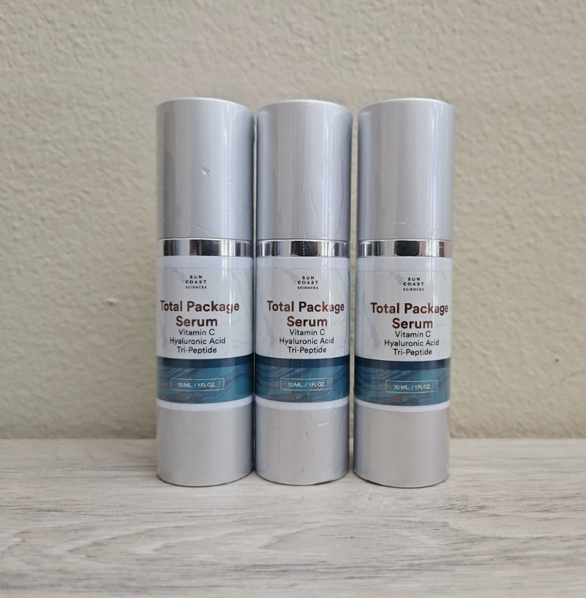 3- Sun Coast Sciences TOTAL PACKAGE SERUM 1oz Vitamin C Hyaluronic Acid