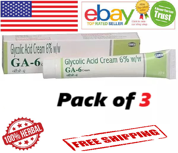 3X GA 6 Glycolic Acid 6% Cream for all Skin Types 30gm Each With Long Expiry