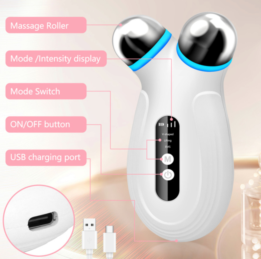EMS Facial Massager Face Lift Device Anti Wrinkle Skin Tightening Beauty Tool US