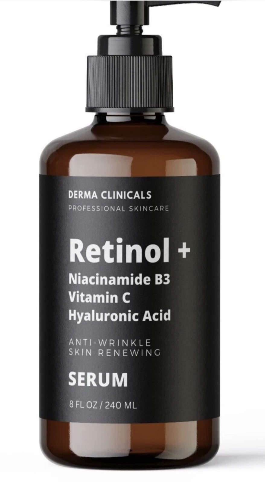 ANTI-AGING WRINKLE SERUM 8oz – Retinol, Niacinamide, Vitamin C, Hyaluronic Acid