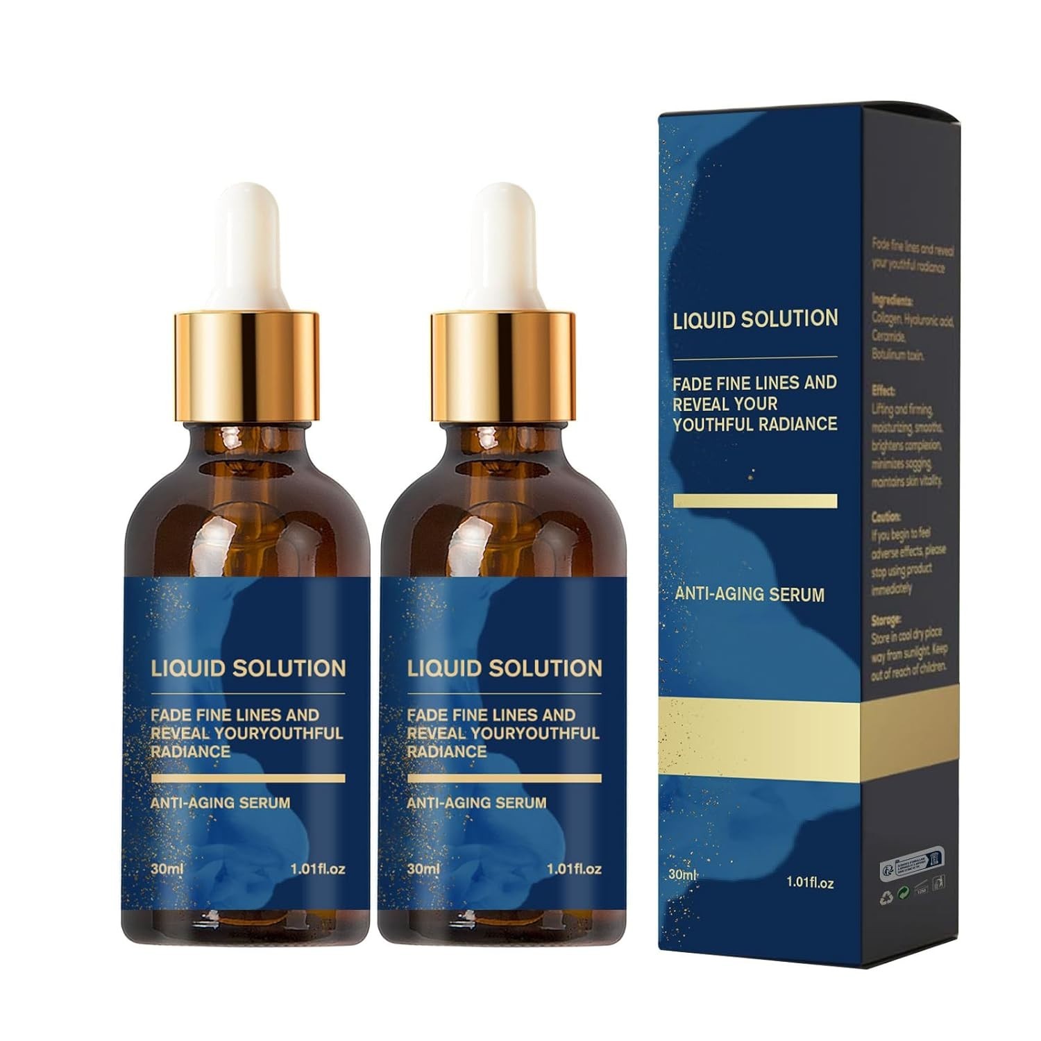 2 Pcs Liquid Solution Anti Aging Serum，Face Moisturizing & Anti-Wrinkle Serum…