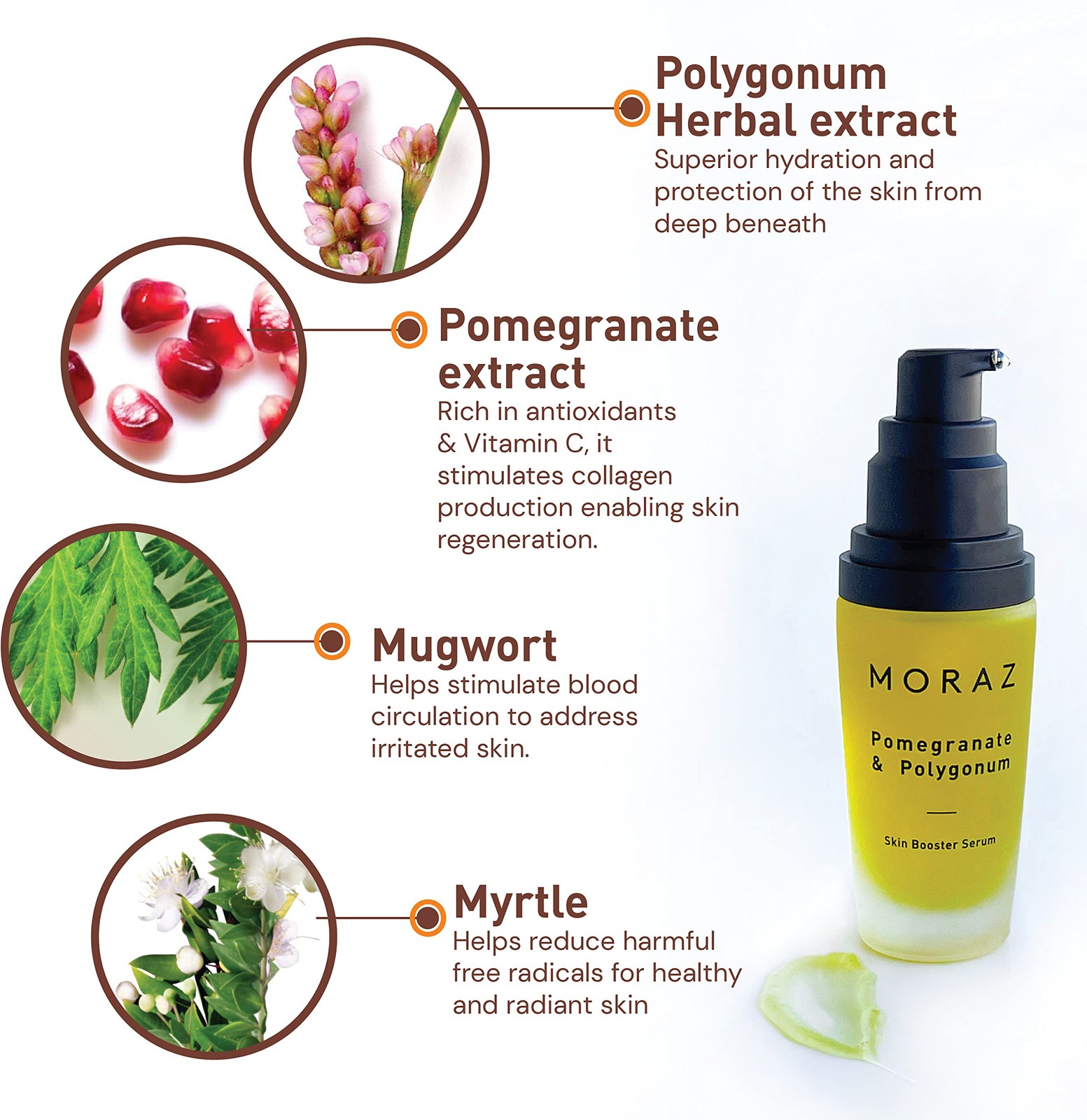 Moraz Skin Booster Vitamin C Face Serum Pomegranate Extract Polygonum Myrtle