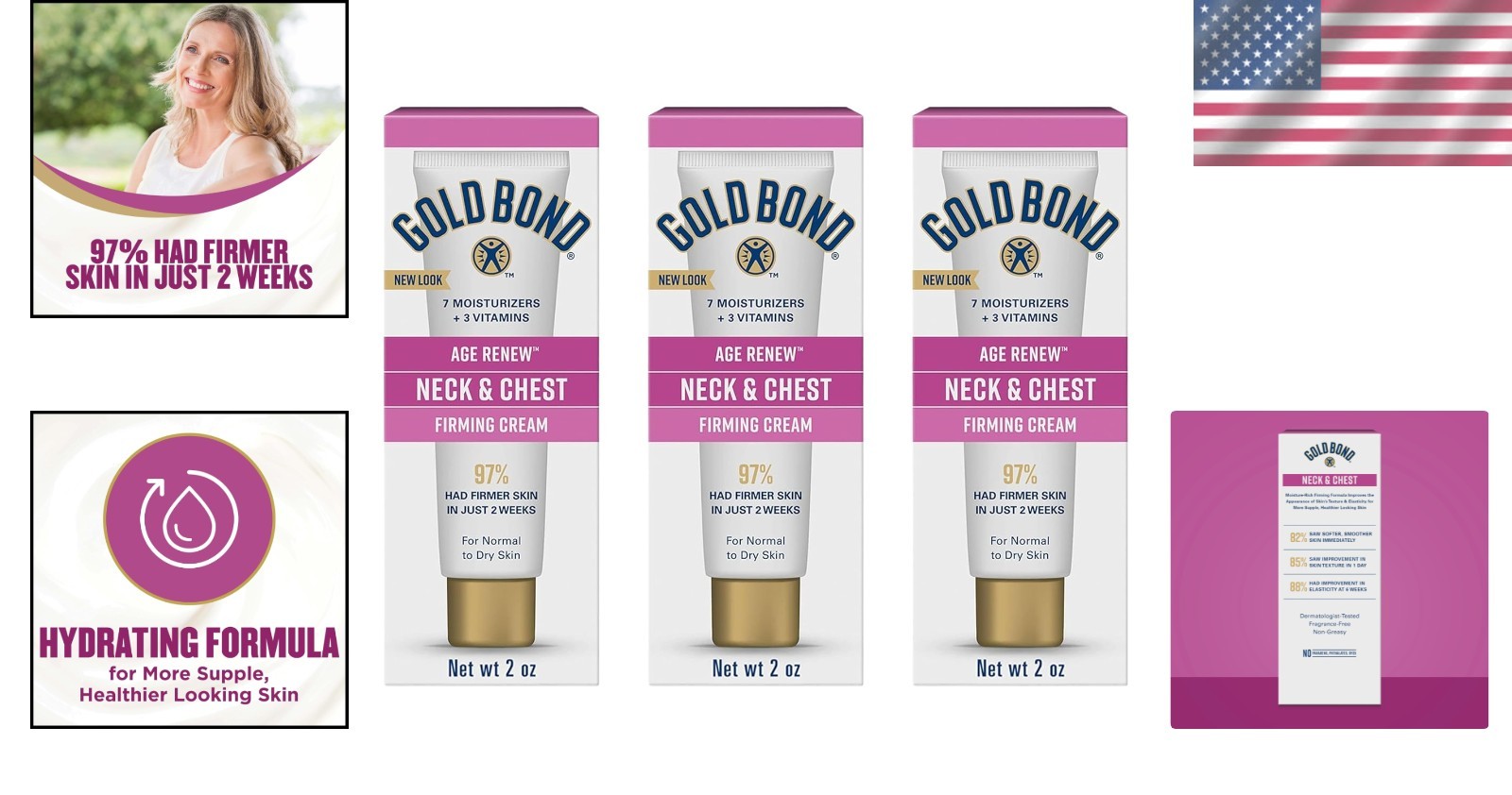 Hydrating Neck & Chest Firming Cream, 3-Pack, 2 oz Each