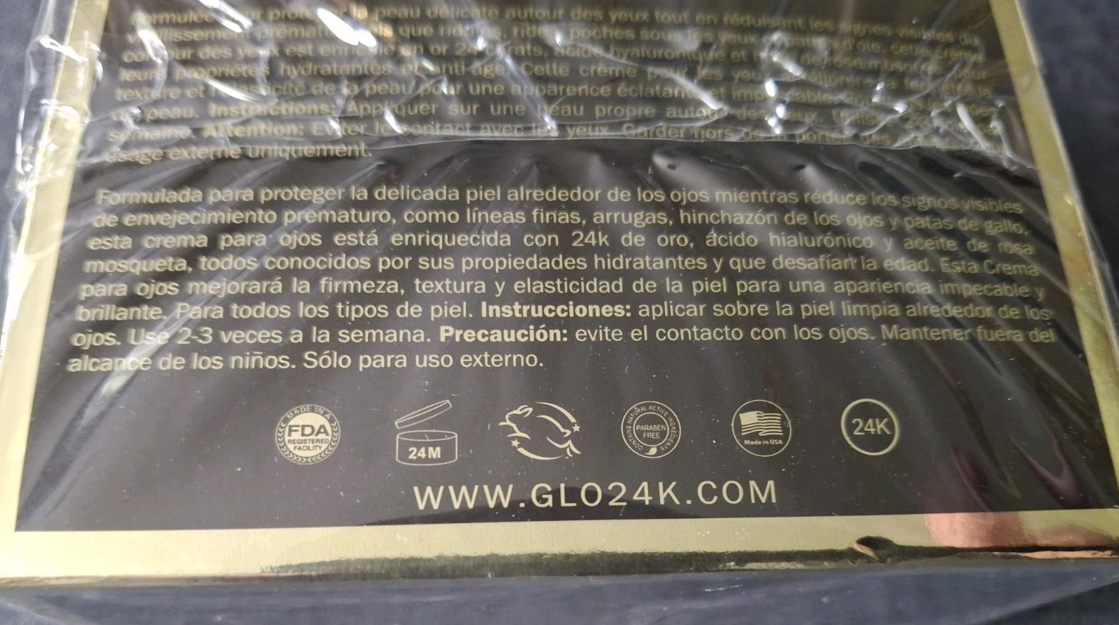 GLO24K ~ GLO 24K, ANTI-AGING, REJUVENATING, GOLD, EYE CREAM Rosehip Oil ~ 1.7 OZ