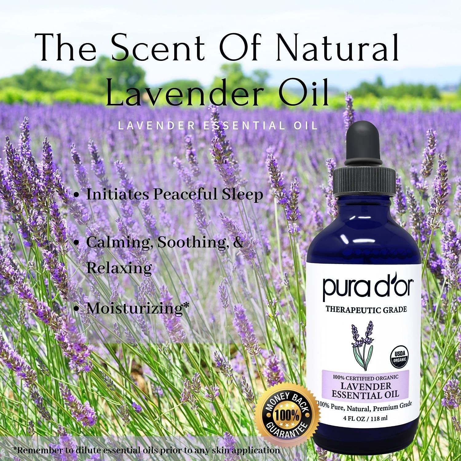 PURA D’OR PURADOR Organic Lavender Essential Oil 4 fl oz