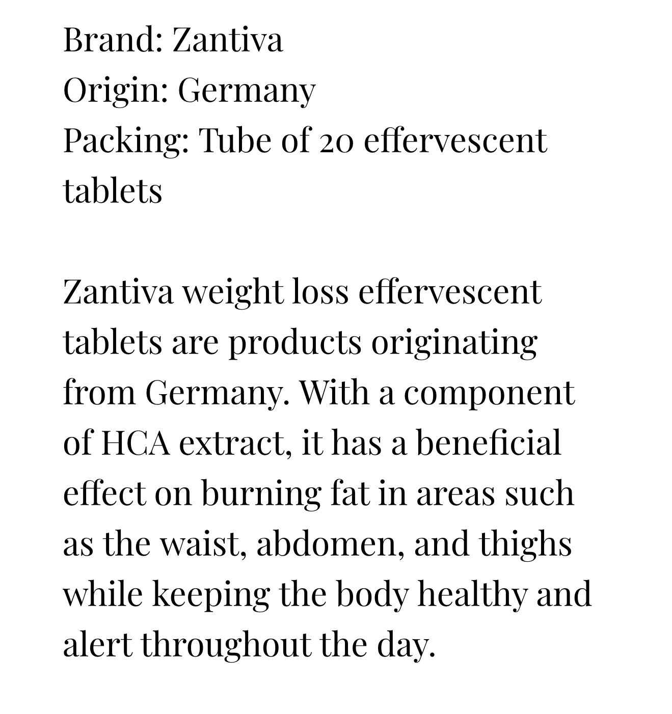 Zantiva weight loss effervescent tablets Made in Germany – 3 Tubes (EXP 7/2026)