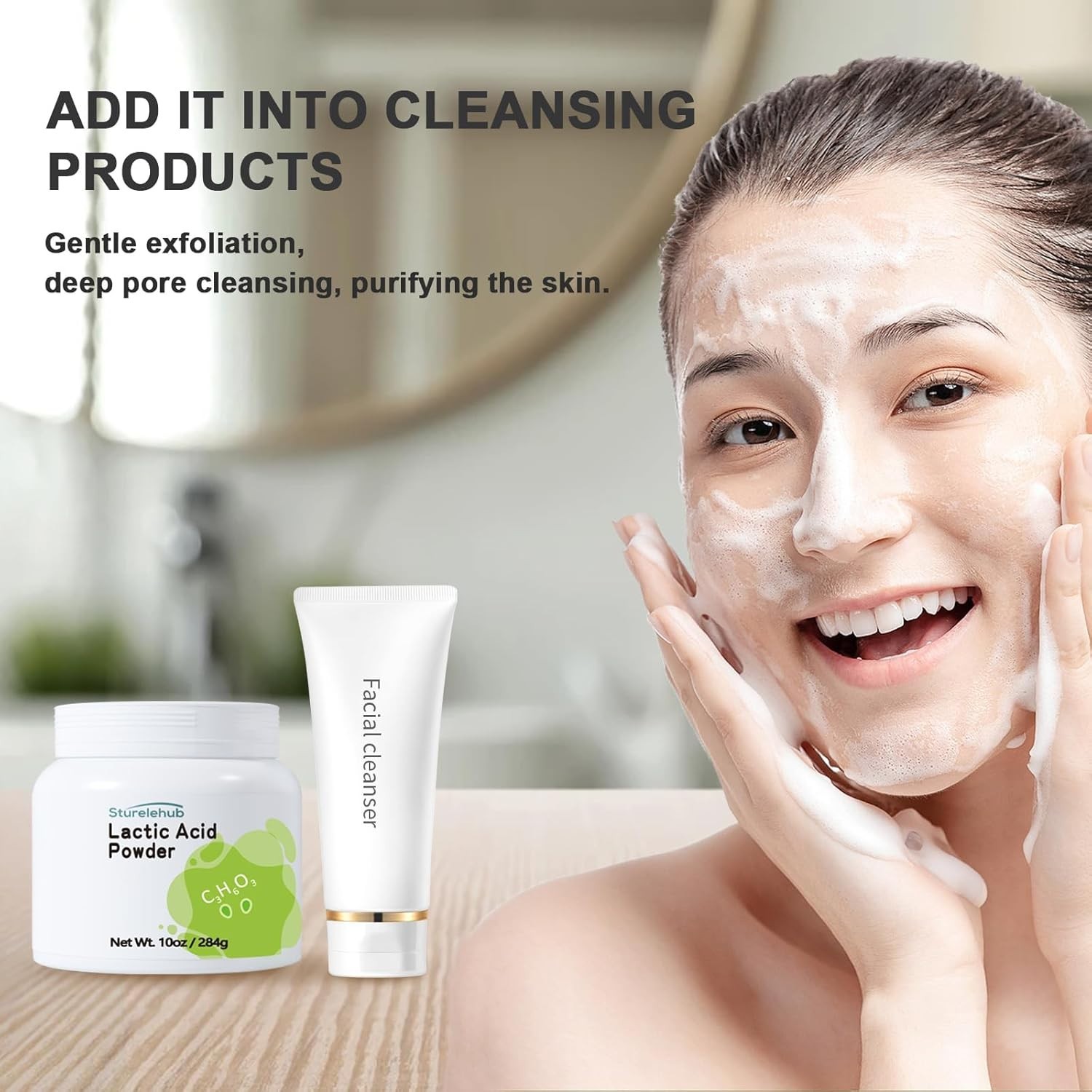 Lactic Acid Powder, 10OZ / 284G, Cosmetic Grade, Gentle Exfoliation, DIY Lactic
