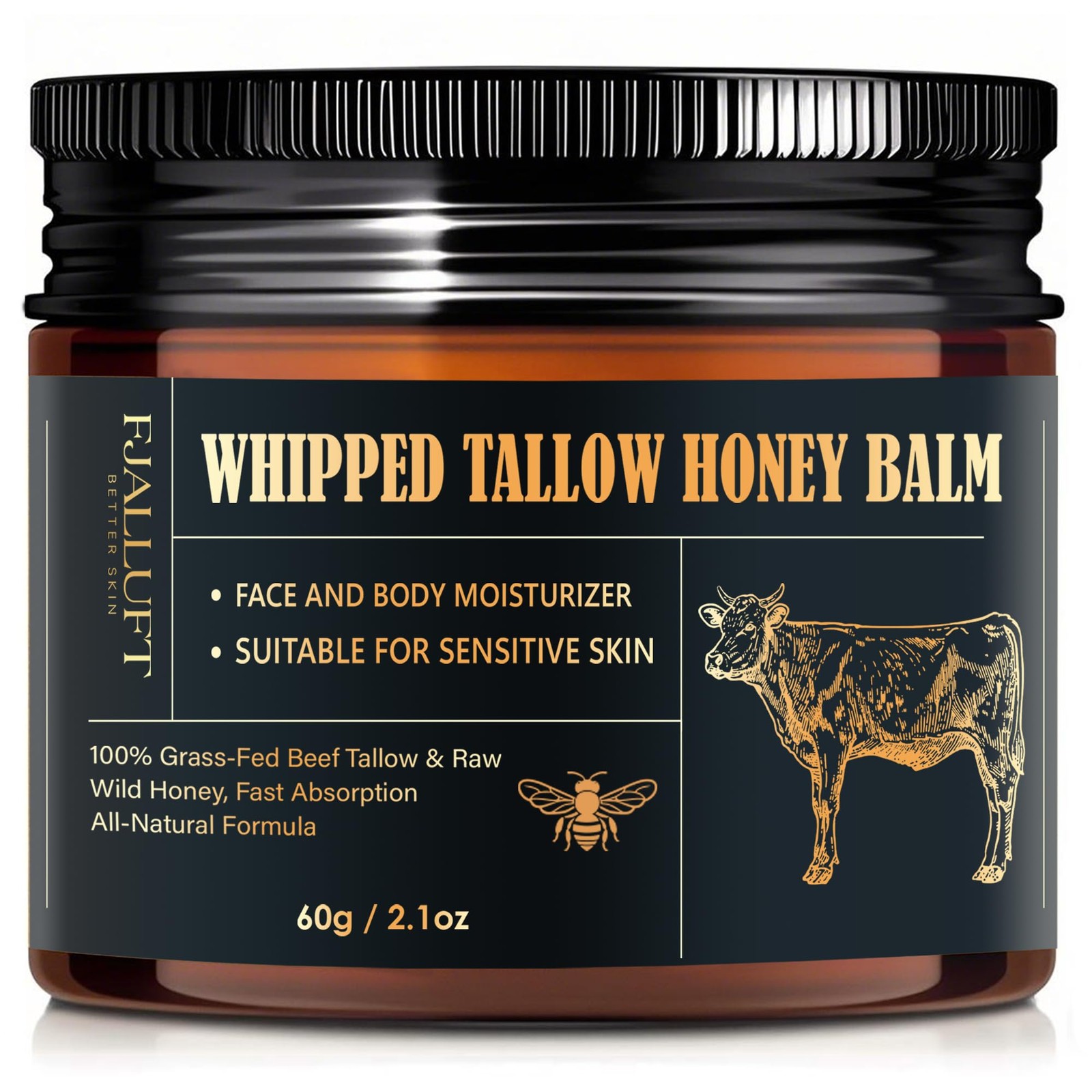 Beef Tallow Face Moisturizer 100 Whipped and Grass Fed Cow Tallow Balm With R…