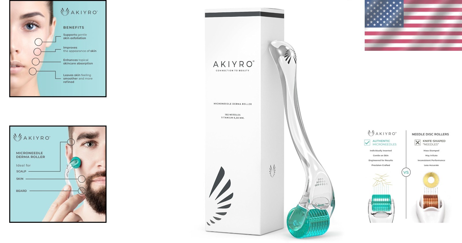 Microneedling Roller for Face, Beard, and Body – Ergonomic Design
