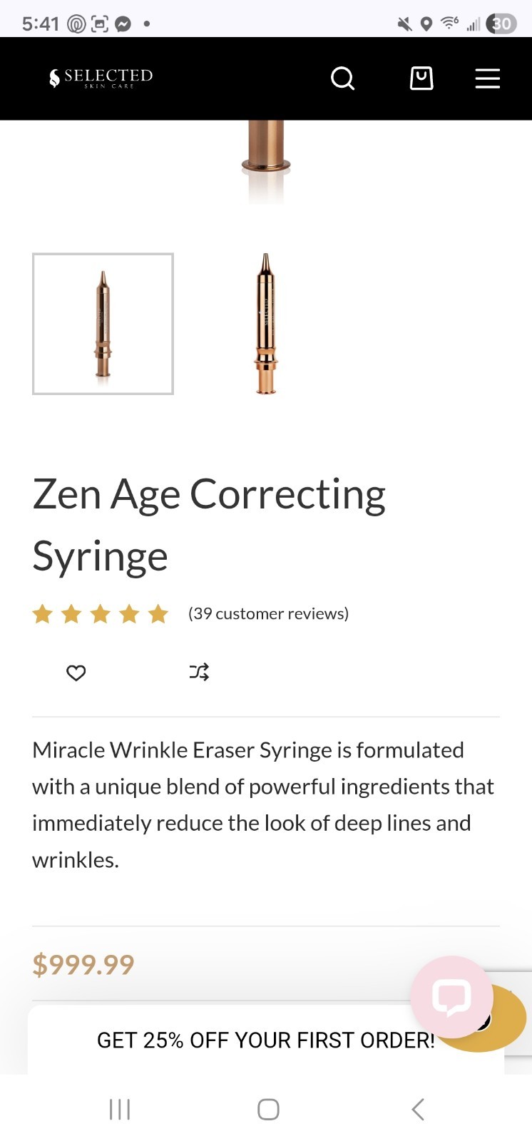 Selected Skin Care Age Correcting Syringe 13g/0.45oz – Zen Collection