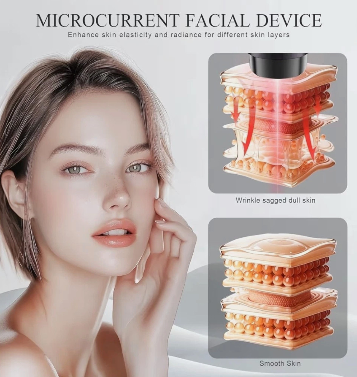 BNU Facial Lift Device, 3-in-1 Light Therapy Beauty Massager for Wrinkles
