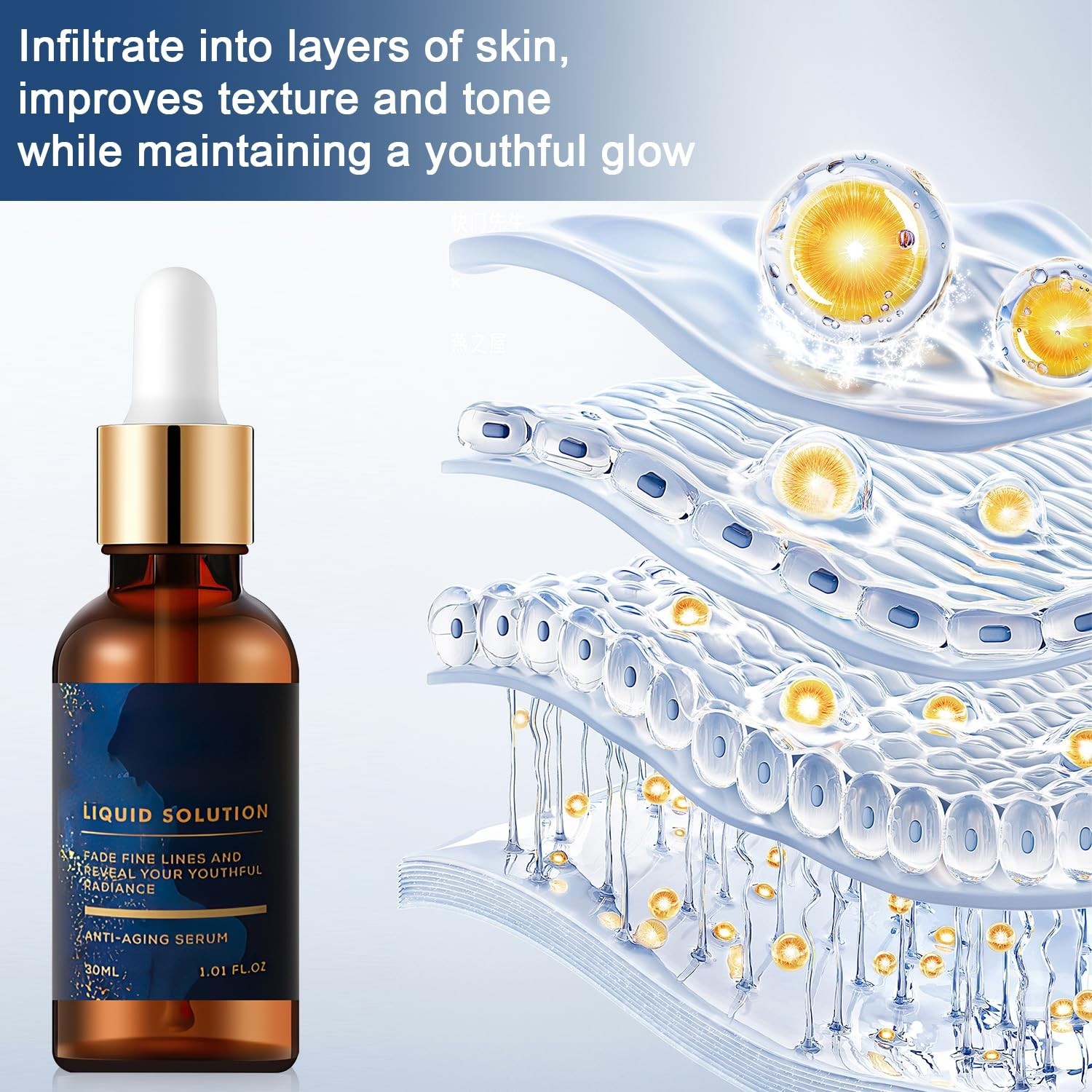 3 Pcs Liquid Facial Serum – Anti-Aging, Boost Collagen, Smooth Lines & Wrinkles.